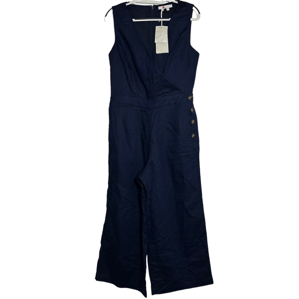 Boden Navy Sleeveless V-Neck Wide-Leg Jumpsuit